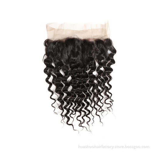 Huashuo Highest Discounts Pre Plucked Natural Hairline Exquisite Workmanship Cost Effective Deep Wave 360 Lace Frontal